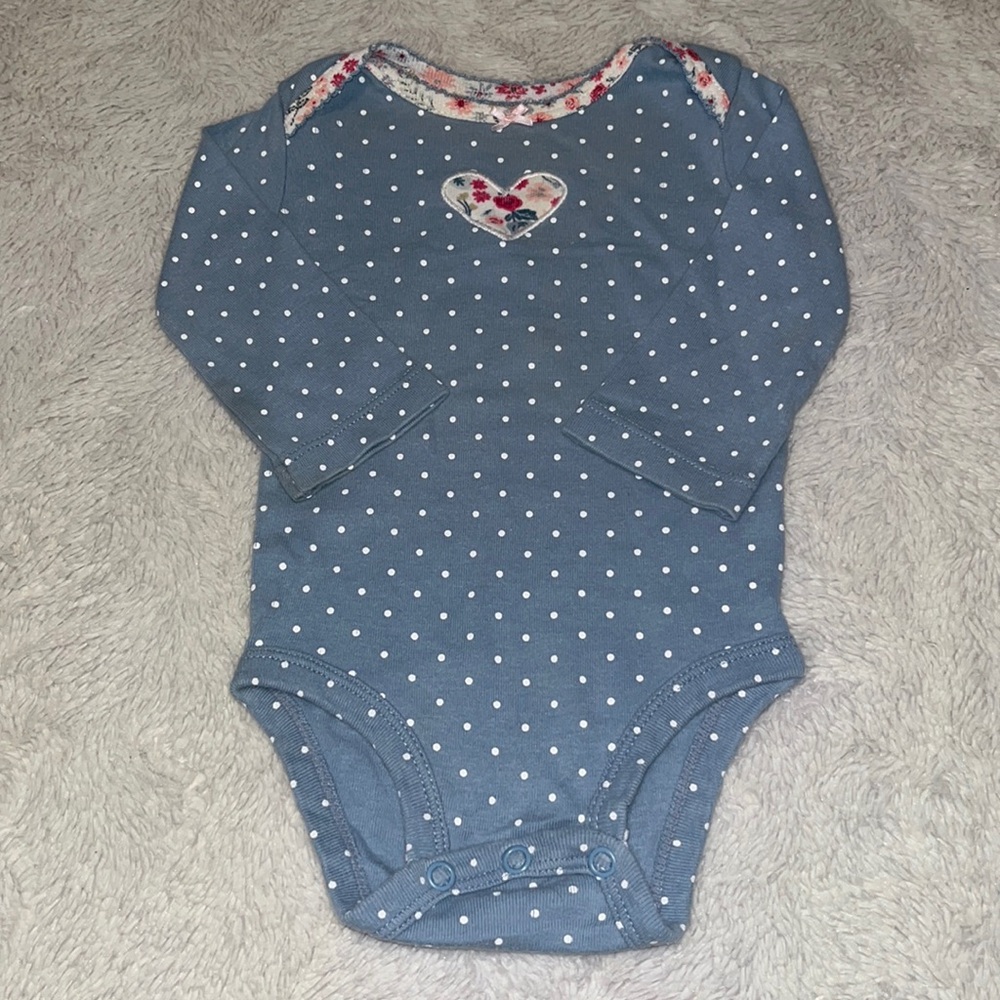 (3 for $10) carters 6 month polka dot blue bodysuit baby girl clothing